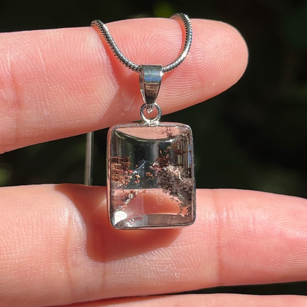 Dainty small‎ silver plated garden Quartz pendant